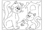 Página para colorir dia dos pais - gatinhos 