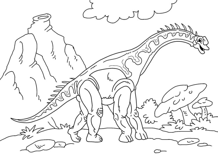 Desenho De Diplodocus Página Para Colorir Crianças Dino Diplodocid