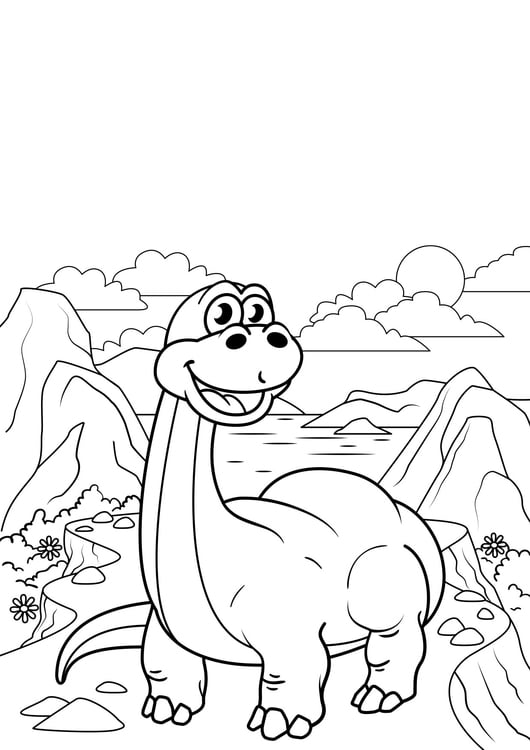 Página para colorir Dinossauro em movimento
