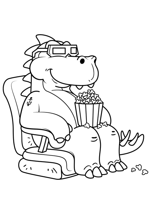 Página para colorir dinossauro para o cinema
