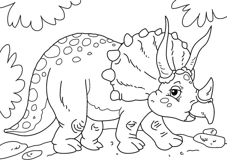 Página para colorir dinossauro - tricerÃ¡topo 
