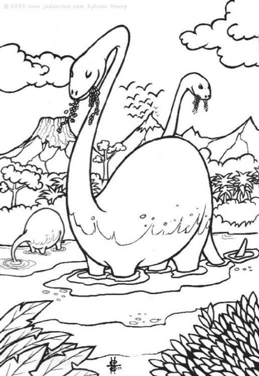 Página para colorir dinossauros na Ã¡gua