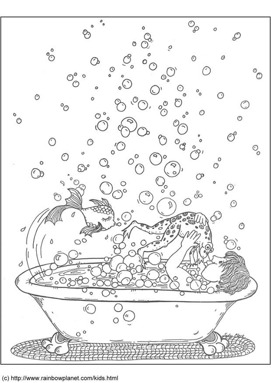 Página para colorir diversÃ£o no banho 