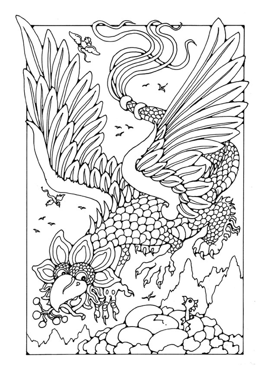 Página para colorir dragÃ£o voador 