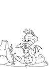 Página para colorir DragÃ£o brinca com fogo