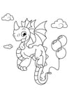 P�ginas para colorir dragão com balões