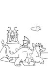 P�ginas para colorir dragão na frente do castelo