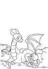 P�ginas para colorir dragão protege tesouro