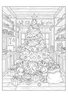Elfos de Natal junto à árvore de Natal