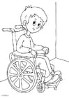Página para colorir em uma cadeira de rodas 