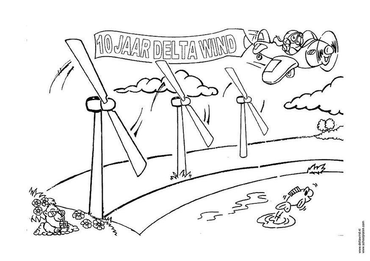 Página para colorir energia eÃ³lica - moinhos de vento