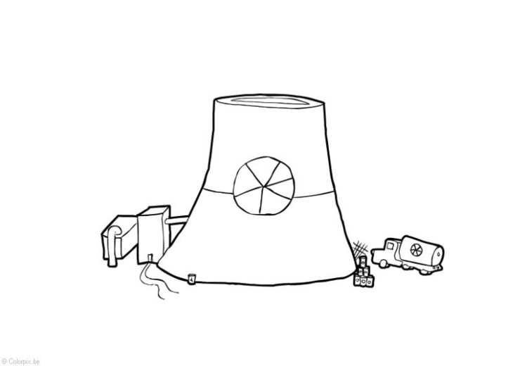 Página para colorir energia nuclear - usina nuclear 