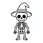 Página para colorir esqueleto fofo de halloween