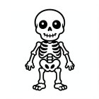 Página para colorir esqueleto fofo de halloween