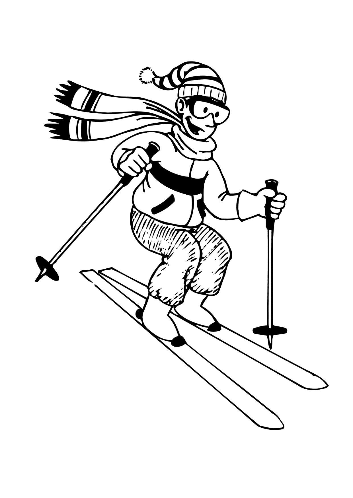 Página para colorir esquiar