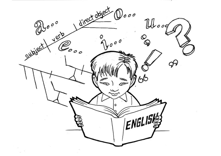 Página para colorir estudando InglÃªs 