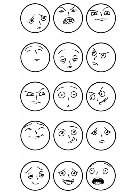 Página para colorir expressÃµes faciais 