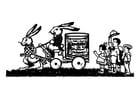 Página para colorir famÃ­lia de coelhos