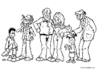 Página para colorir famÃ­lia