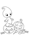 Página para colorir Fantasma de halloween