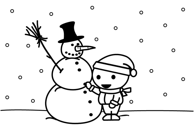Página para colorir fazer um homem de neve