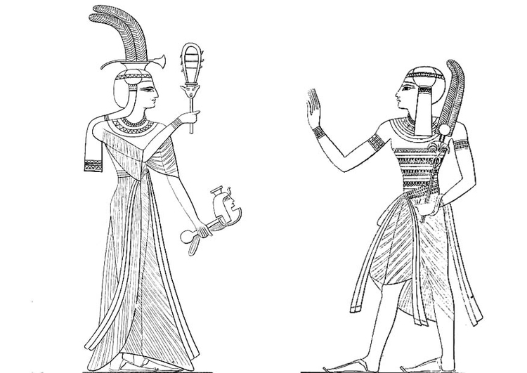 Página para colorir filho e filha de Ramses II