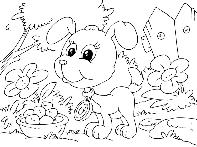 Desenhos para colorir de desenho de um filhote de cachorro para colorir  