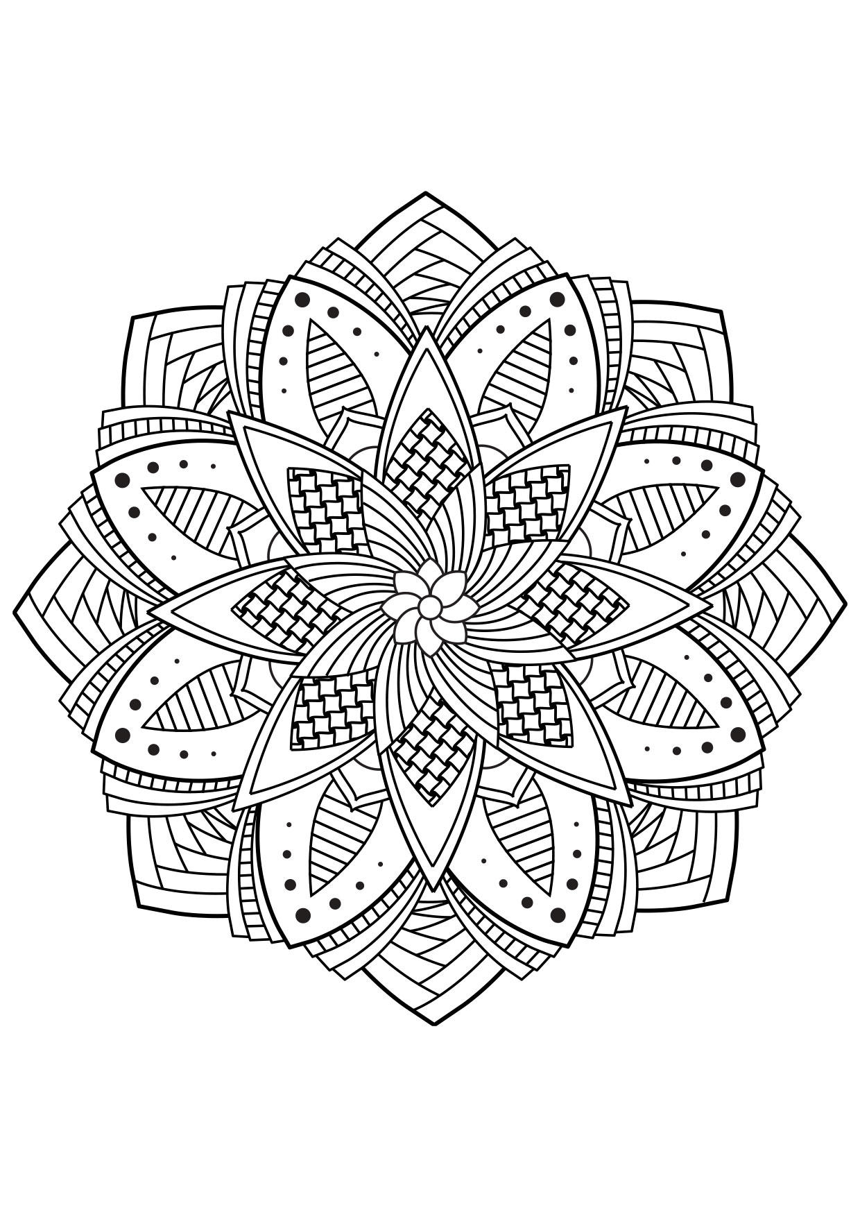 Desenho de Mandala de flor simples para Colorir - Colorir.com