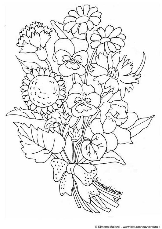 Página para colorir flores