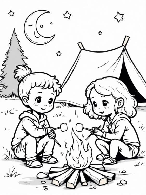 fogueira com marshmallows