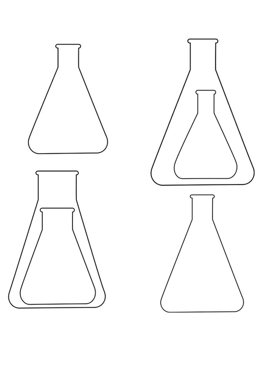 Página para colorir frascos Erlenmeyer