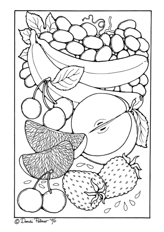 Página para colorir fruitas 
