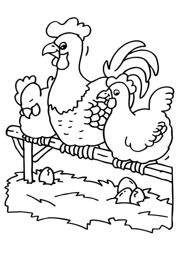 Desenho Para Colorir galinha com pintinhos - Imagens Grátis Para
