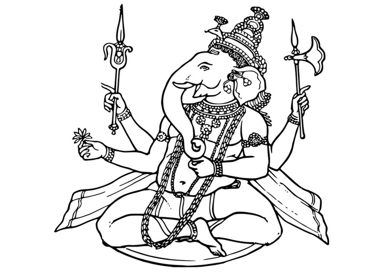 Página para colorir Ganesha 