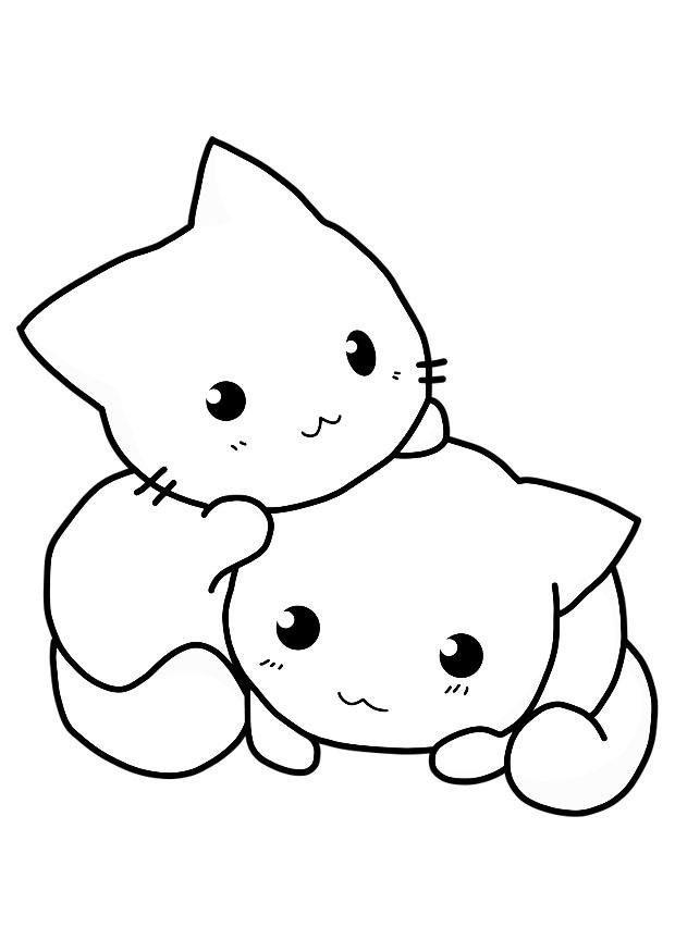 Desenho de gato kawaii para colorir