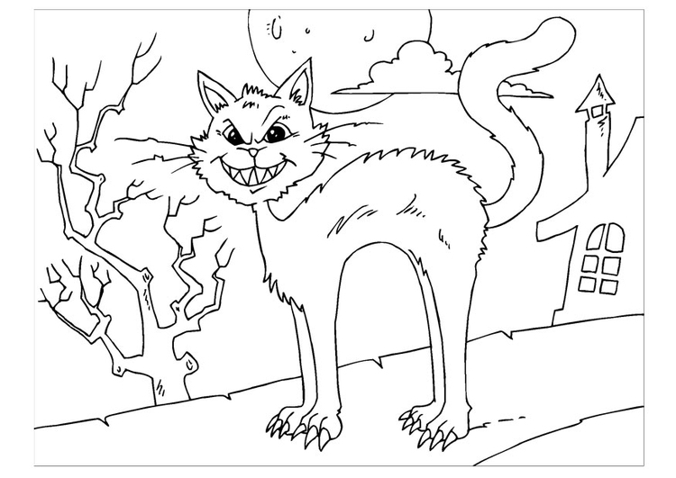 Página para colorir gato arrepiado 