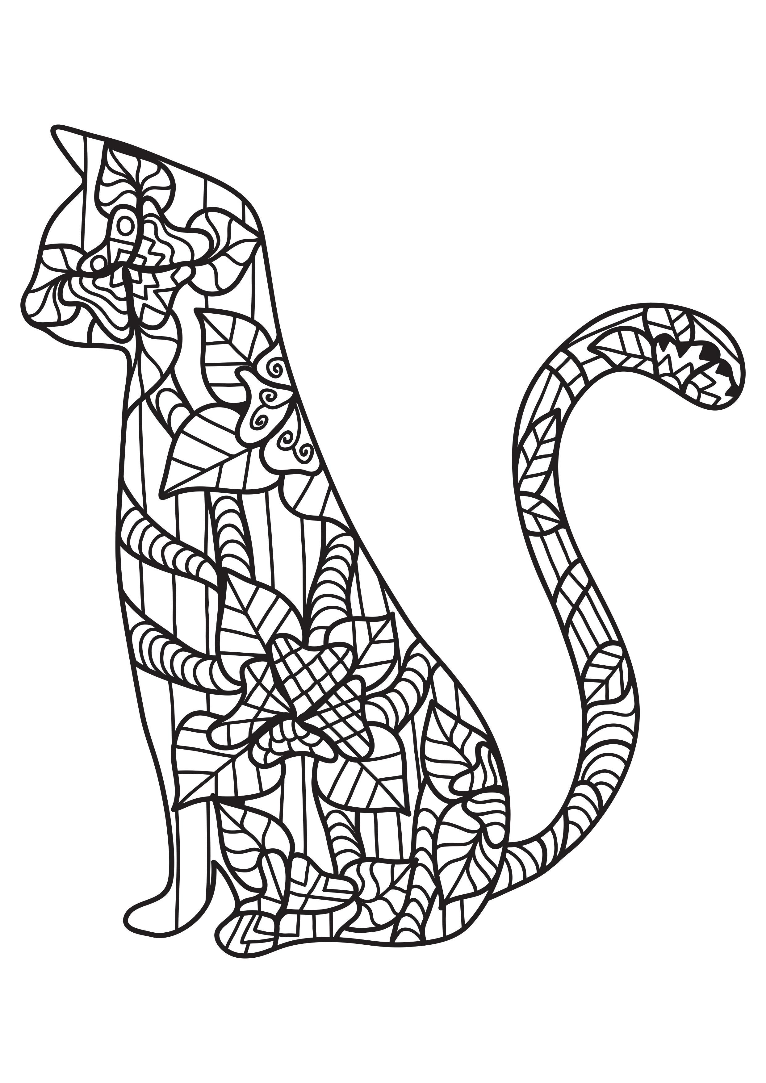 Desenhos simples para crianças para colorir de Gatos - Gatos - Coloring  Pages for Adults