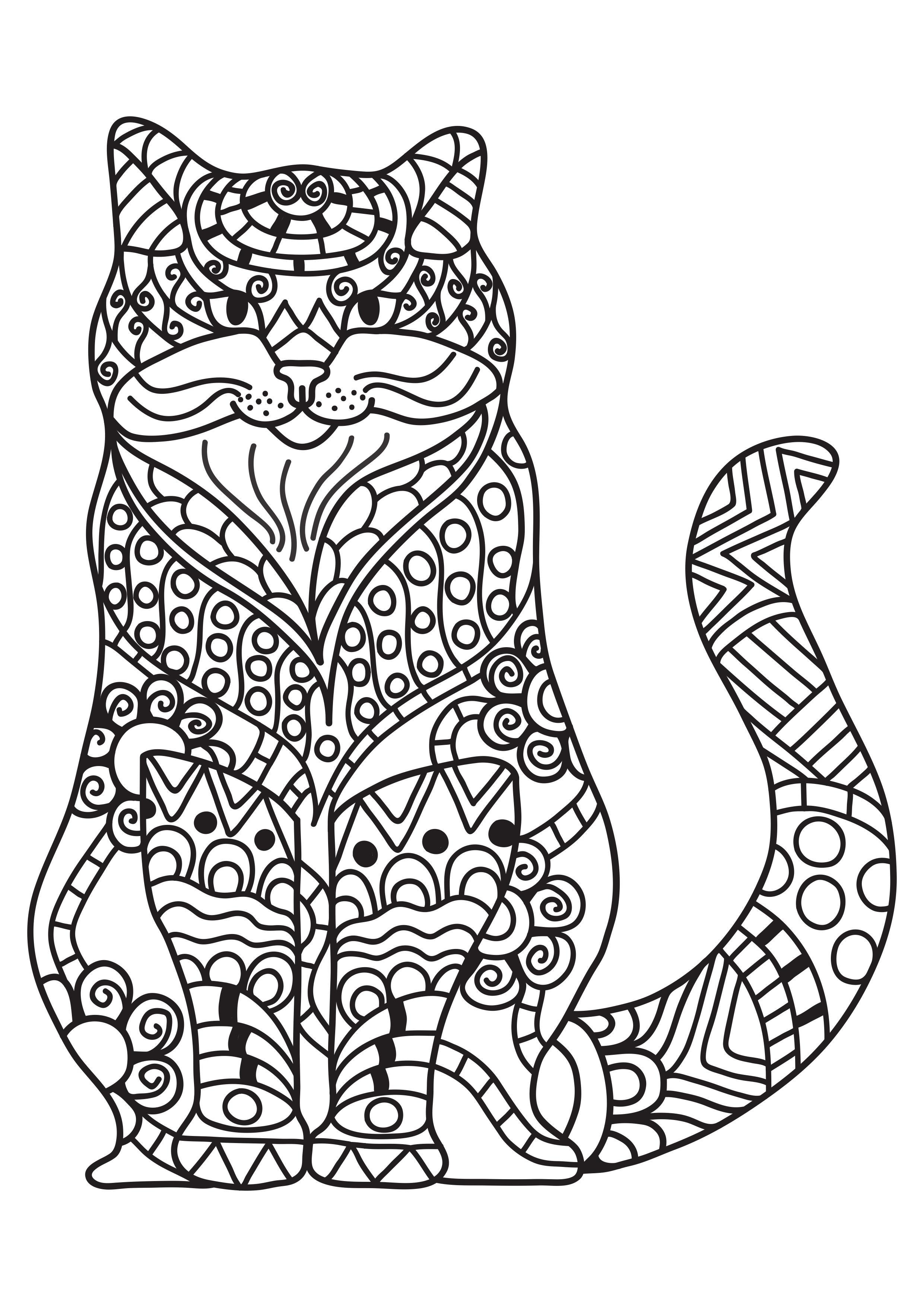 Desenhos para colorir de Gatos para imprimir e colorir - Gatos - Coloring  Pages for Adults