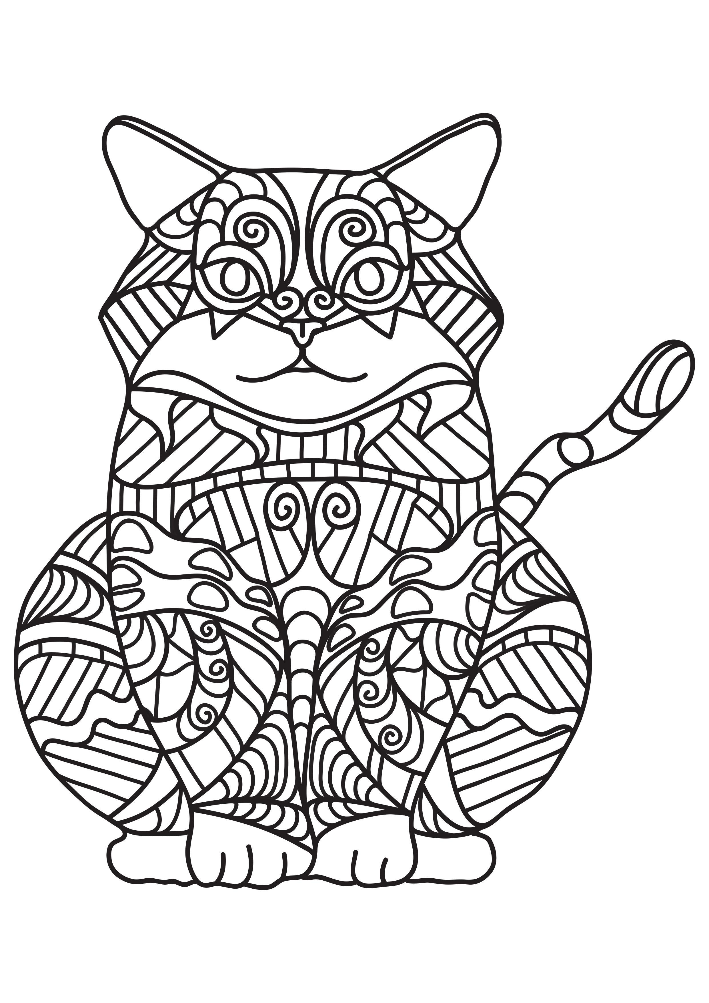 Desenhos para colorir de desenho de um gato kawaii gordinho para colorir  