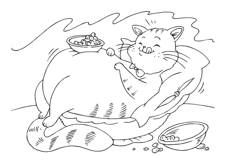 Página para colorir gato gordo 