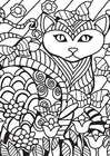 P�ginas para colorir gato no jardim