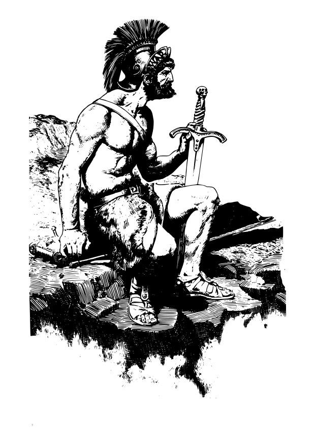 Página para colorir guerreiro com uma espada