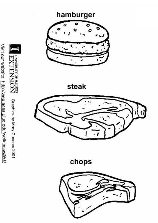 Página para colorir hamburger - chuleta - costelas