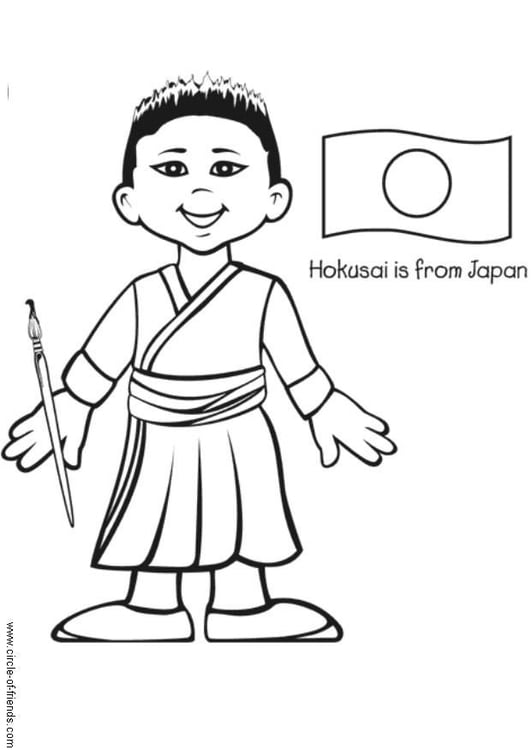 Página para colorir Hokusai do JapÃ£o