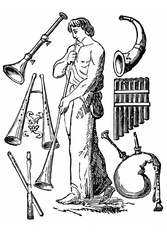 Página para colorir instrumentos antigos 