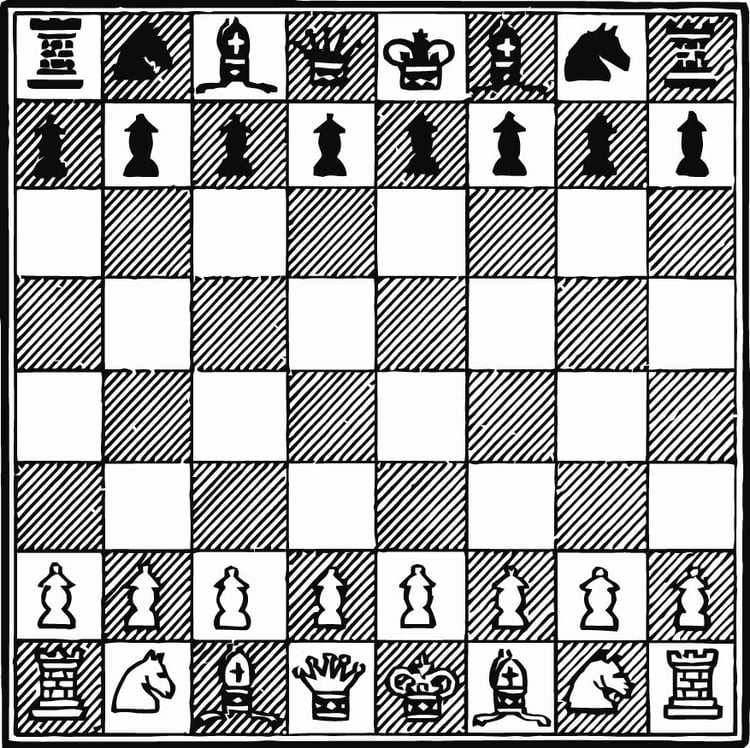 Página para colorir jogo de xadrez 