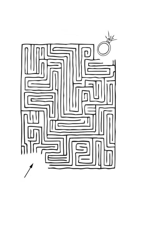 Página para colorir labirinto - anel