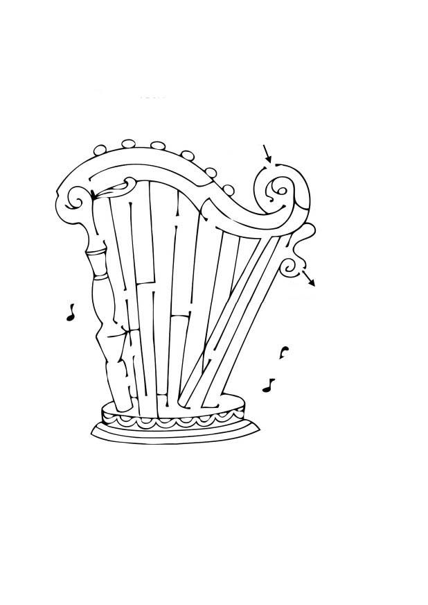 Página para colorir labirinto - harpa