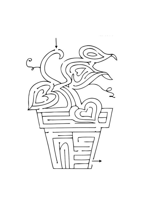 Página para colorir labirinto - planta 