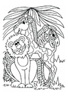 P�ginas para colorir leão, girafa e zebra 